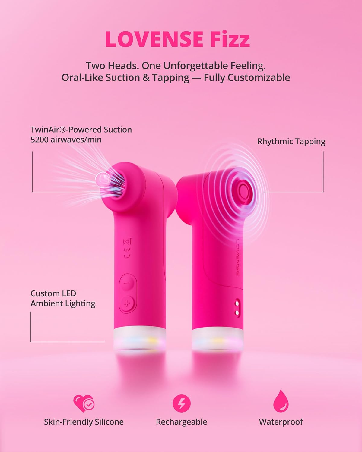Fizz - Dual-Head Customizable Clitoral Vibrator With Oral-Like Suction & Tapping