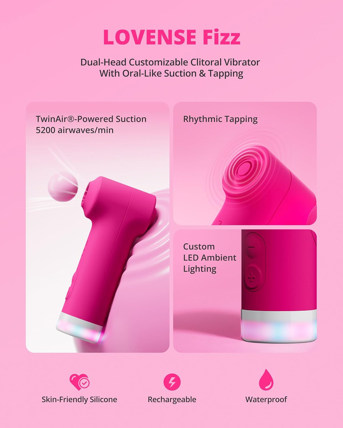 Fizz - Dual-Head Customizable Clitoral Vibrator With Oral-Like Suction & Tapping